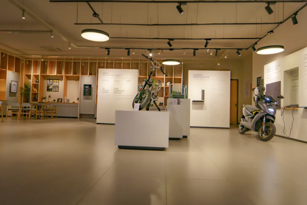 Ather Energy showroom interior, retail architecture photography Bangalore