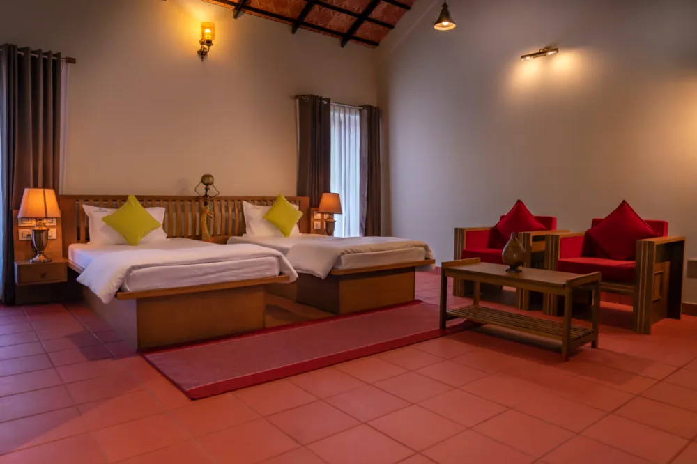 Resort guest bedroom, hotel interior photography Bangalore