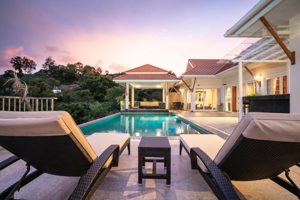 Villa exterior at dusk, twilight architecture photography Bangalore