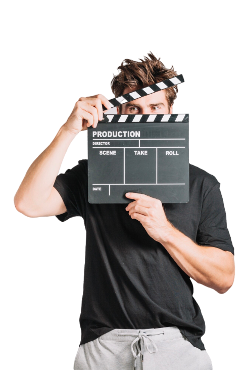Man with clapperboard