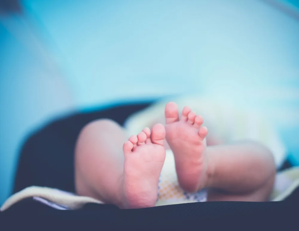 Close-up detail of a newborn baby's feet, newborn photography Bangalore